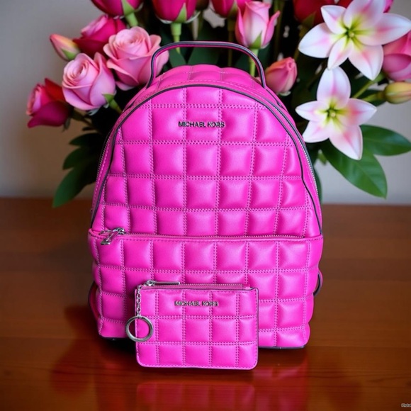 NWT RARE DRAGONFRUIT MICHAEL KORS BACKPACK & NWT WALLET MATCHING SET! - Picture 1 of 10
